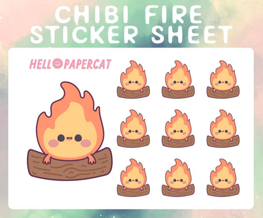 Chibi Fire sticker sheet