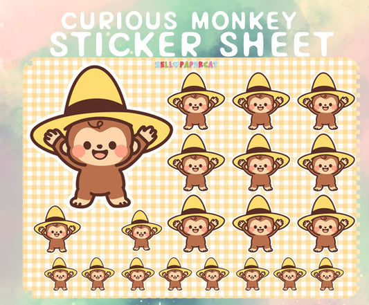 Curious Monkey sticker sheet