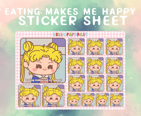 Eating makes me happysticker sheet