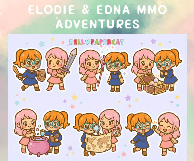 Elodie and Edna mmo adventures! sticker sheet