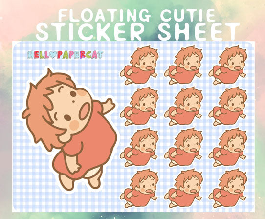Floating cutie sticker sheet