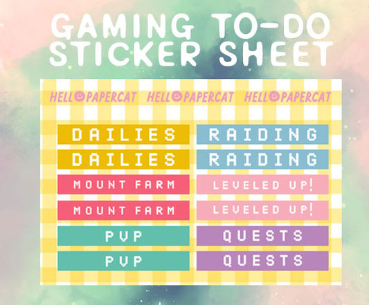 Gaming To-do planner sticker sheet
