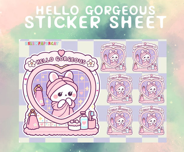 Hello Gorgeous sticker sheet