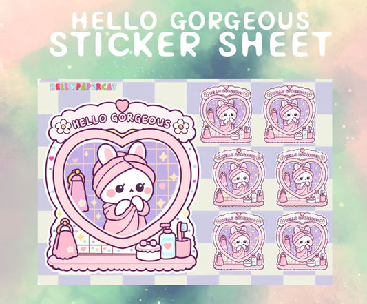 Hello Gorgeous sticker sheet