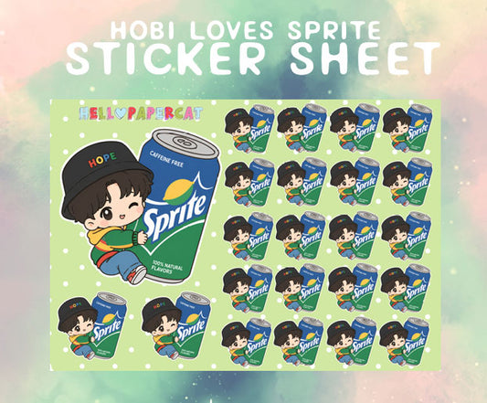 Hobi loves sprite sticker sheet
