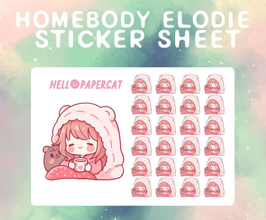 Homebody Elodie and her Toffee squish sticker sheet