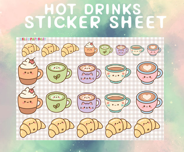 Hot drinks sticker sheet