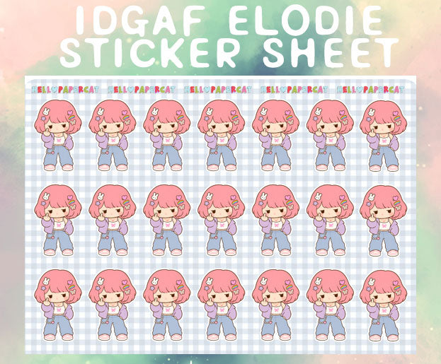 IDGAF Elodie sticker sheet