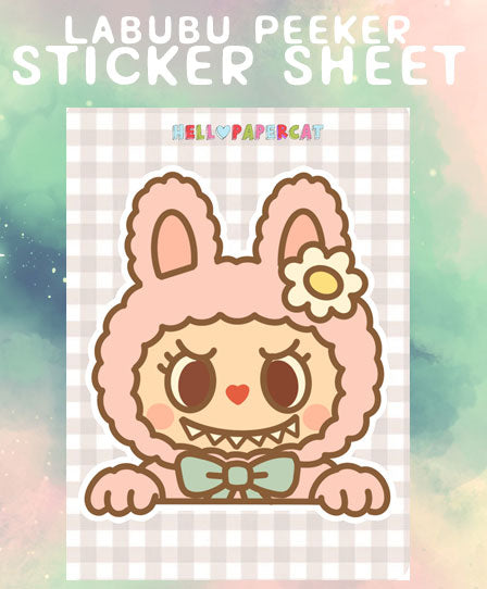 Labubu peeker sticker sheet