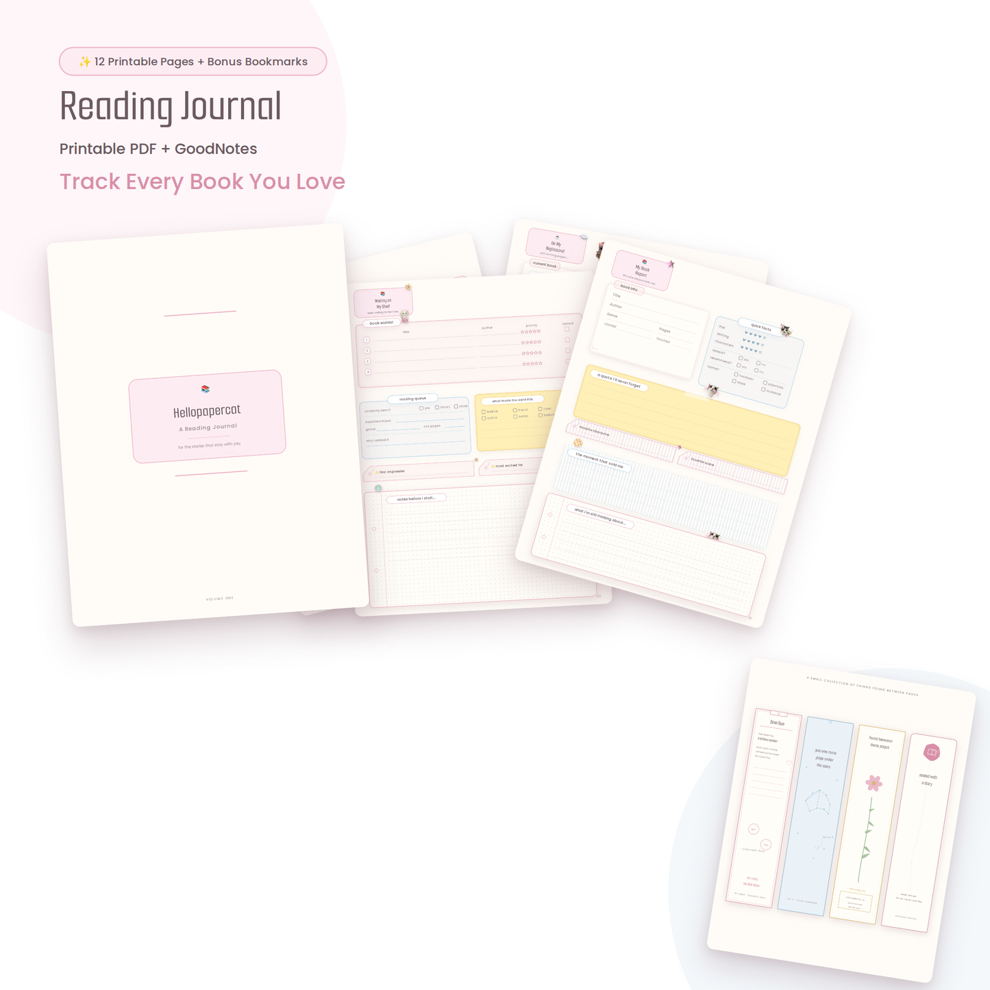 Reading Journal Printable | GoodNotes Reading Tracker | Book Journal PDF | BookTok Planner