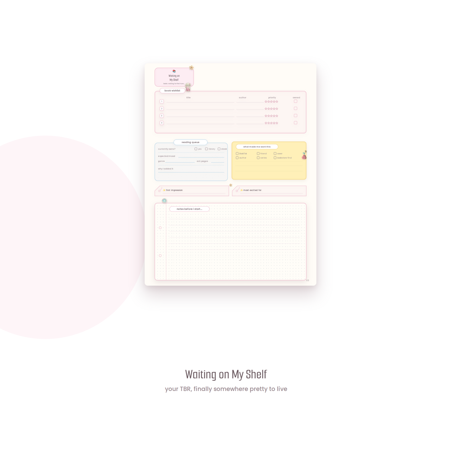 Reading Journal Printable | GoodNotes Reading Tracker | Book Journal PDF | BookTok Planner