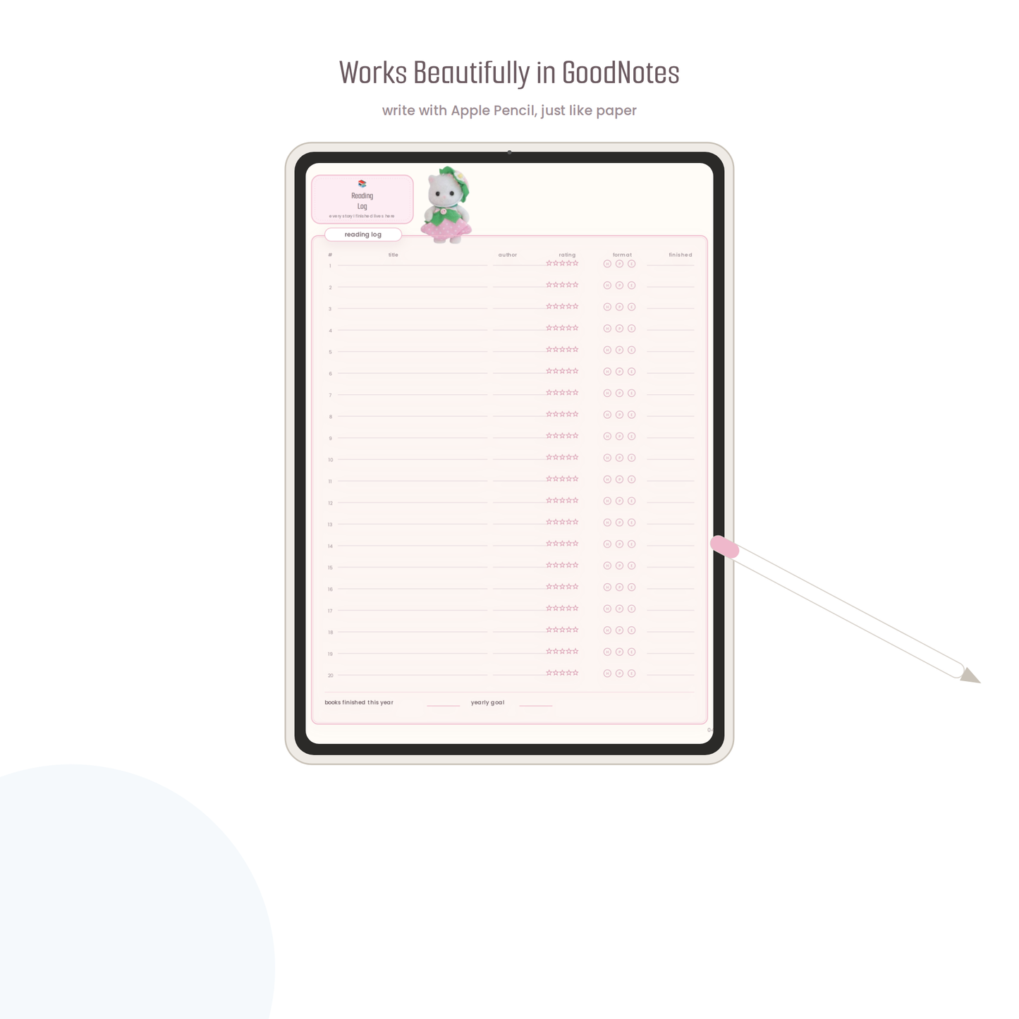 Reading Journal Printable | GoodNotes Reading Tracker | Book Journal PDF | BookTok Planner
