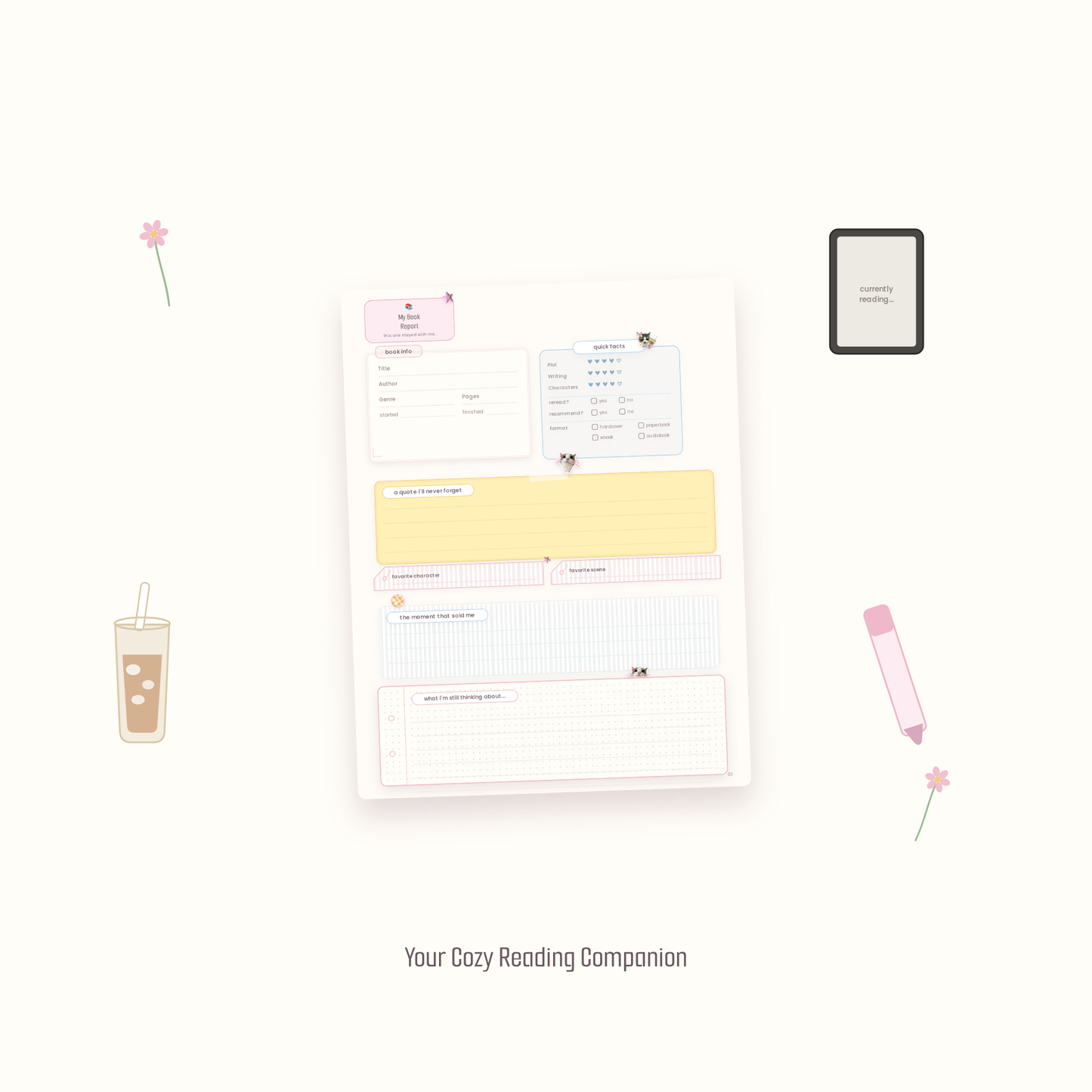 Reading Journal Printable | GoodNotes Reading Tracker | Book Journal PDF | BookTok Planner