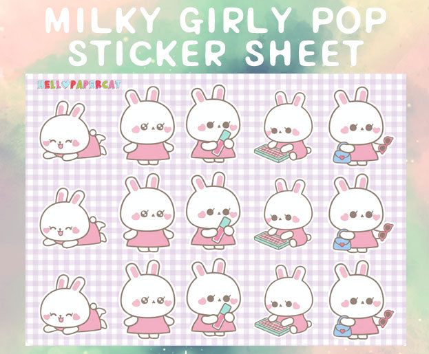 Milky girly pop sticker sheet