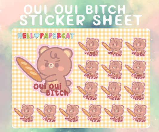 Toffee Oui Oui bitch sticker sheet