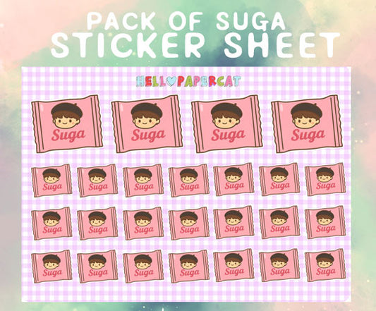 Pack of Suga sticker sheet