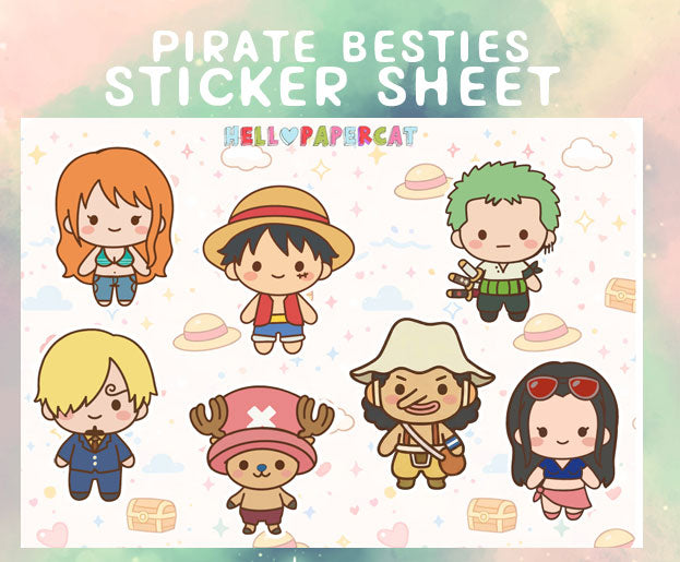Pirate besties sticker sheet