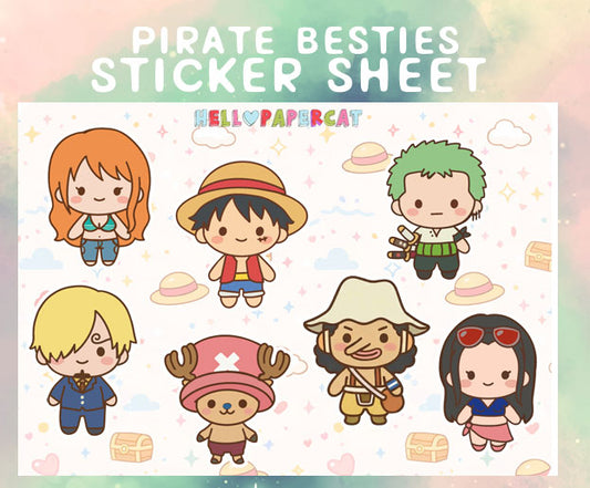Pirate besties sticker sheet