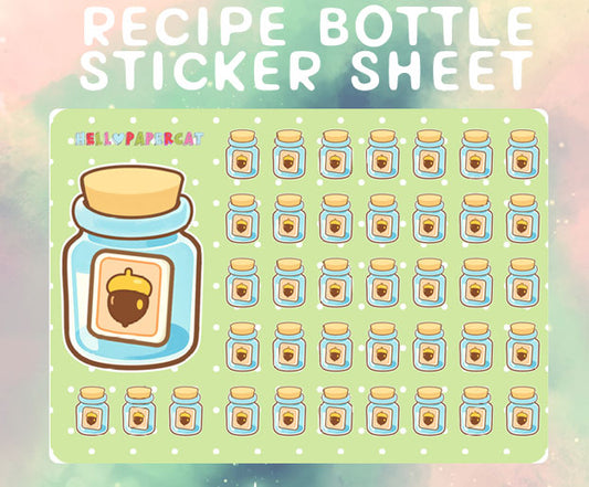Recipe bottle sticker sheet