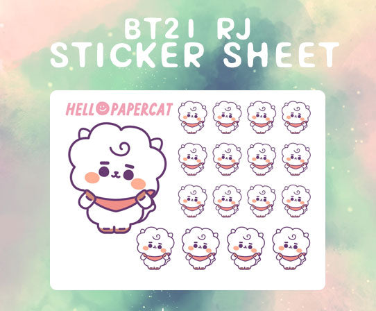 Name Sticker Rj BT21 RJ sticker sheet – HelloPapercat