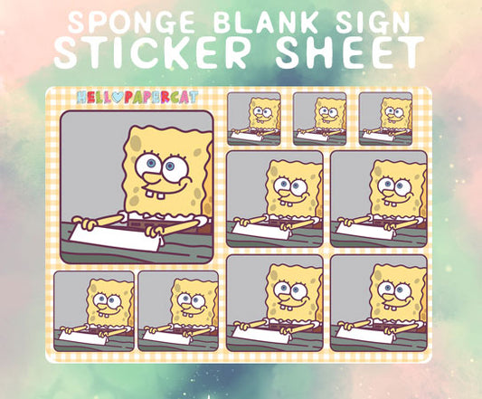 Sponge Blank sign sticker sheet