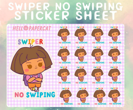 Swiper no Swiping sticker sheet