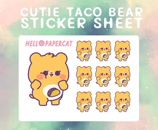 Cutie bear - TACO! sticker sheet