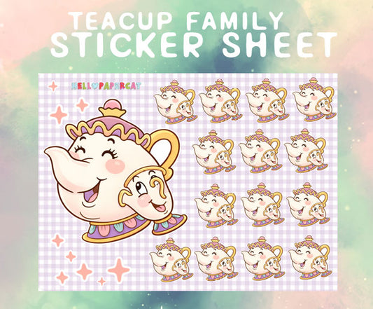 Teacup Family sticker sheet