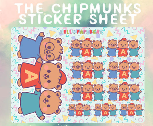 80s- 90s Chipmunks sticker sheet