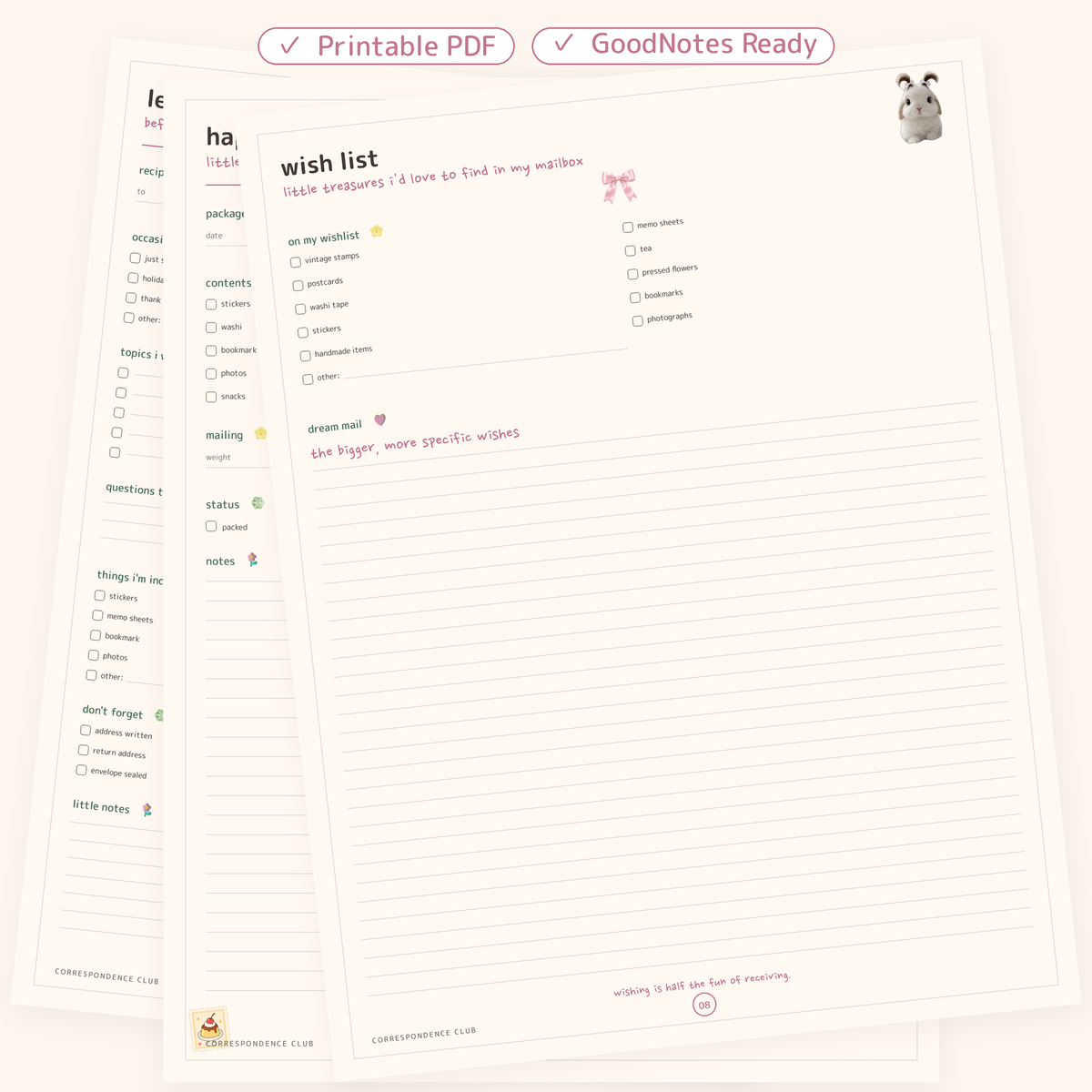 Correspondence Club – Printable Pen Pal Journal & Happy Mail Planner | GoodNotes