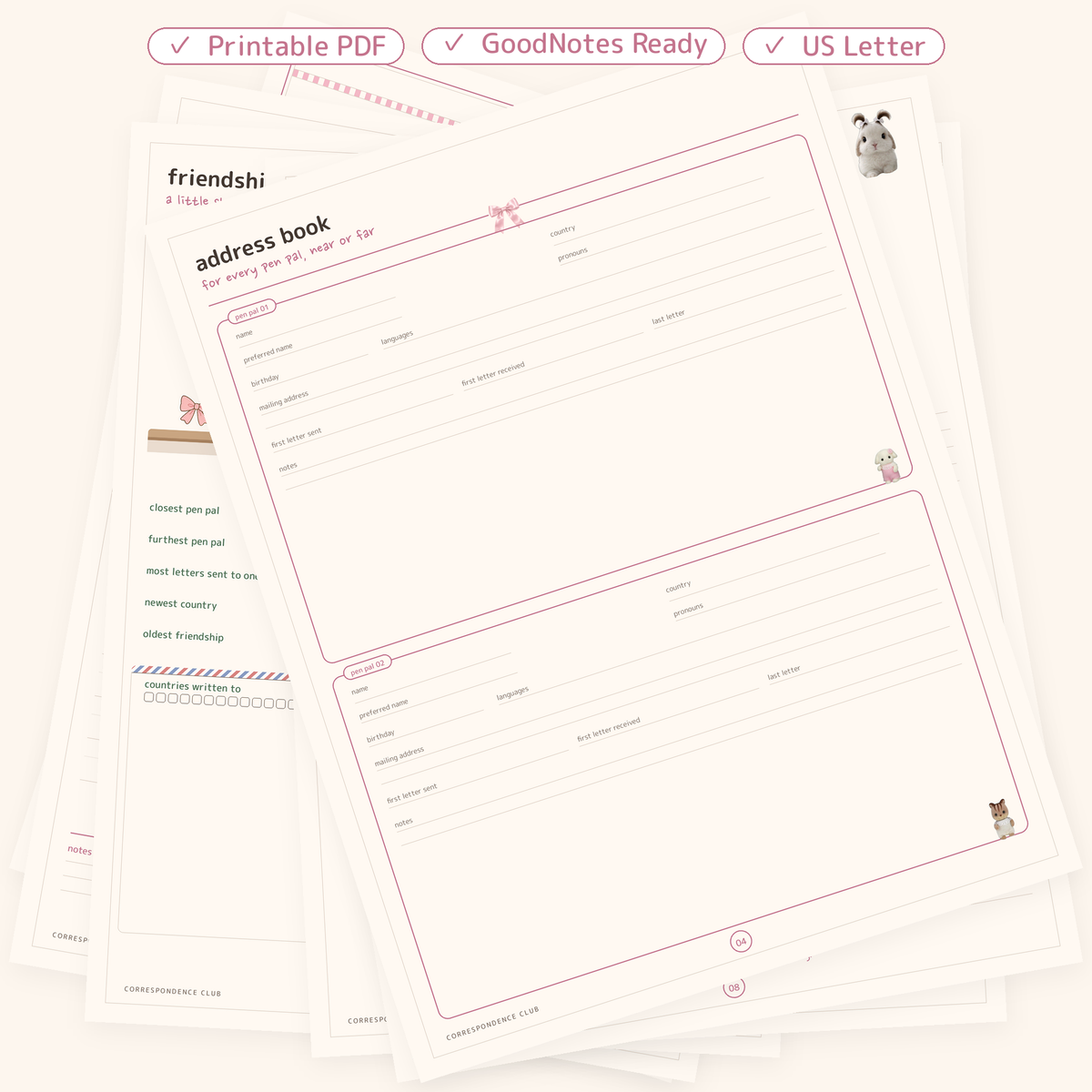 Correspondence Club – Printable Pen Pal Journal & Happy Mail Planner | GoodNotes