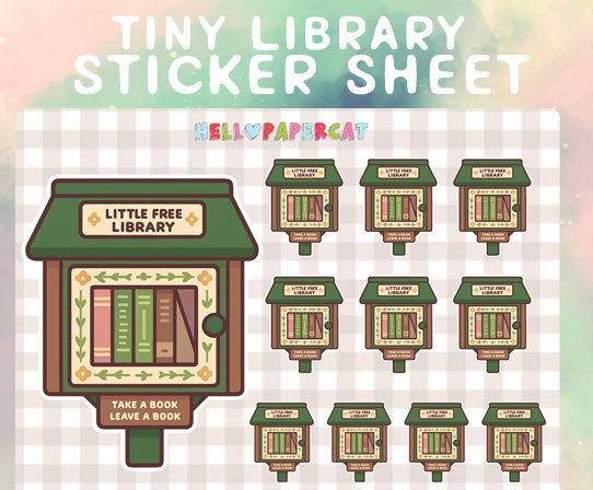 Library Check Out Sticker Tiny Library sticker sheet – HelloPapercat
