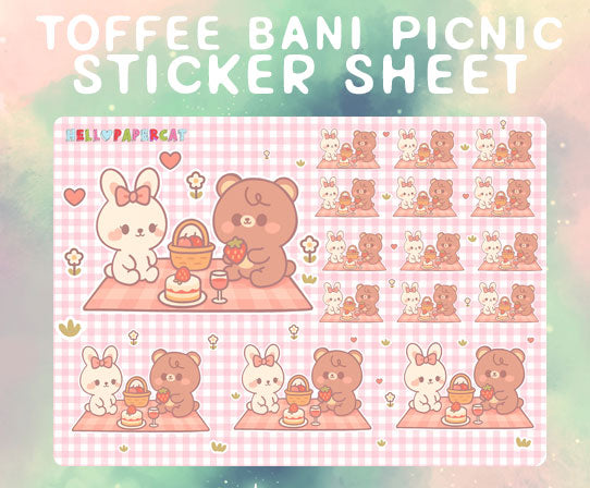 Toffee and Bani picnic sticker sheet