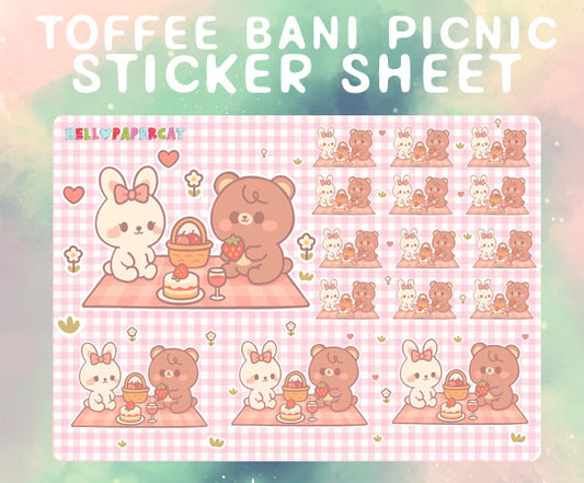 Toffee and Bani picnic sticker sheet