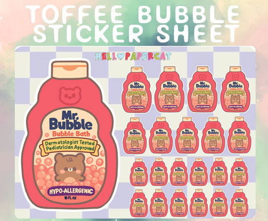 Toffee bubble sticker sheet