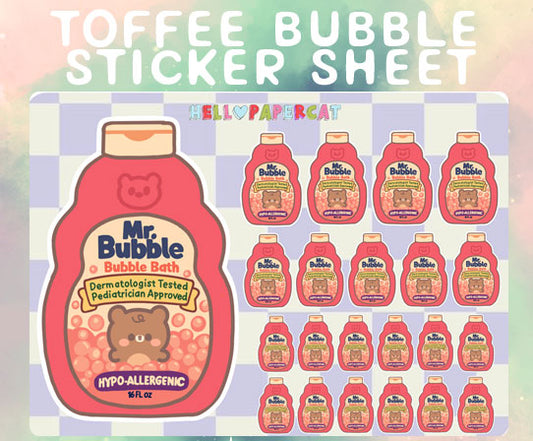 Toffee bubble sticker sheet