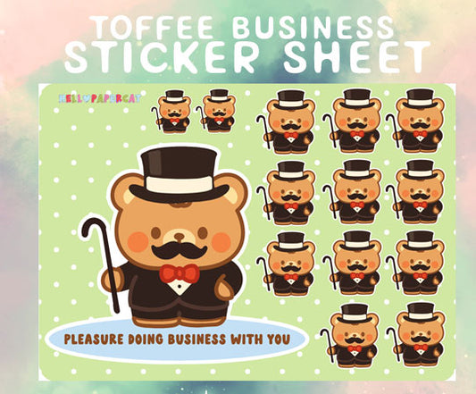 Toffee Business Bear sticker sheet