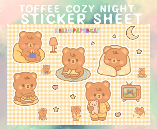Toffee cozy night sticker sheet