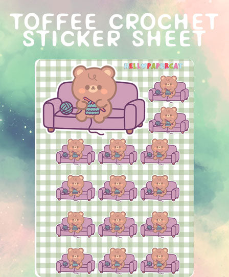 Toffee crochet sticker sheet