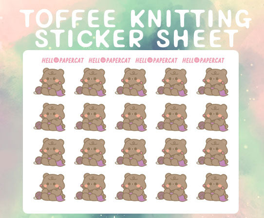 Toffee Knitting sticker sheet