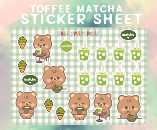 Toffee matcha sticker sheet