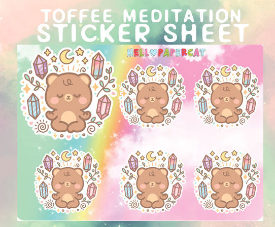 Toffee meditating sticker sheet