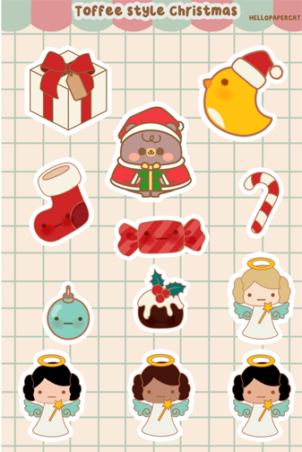 Toffee style Christmas sticker sheet