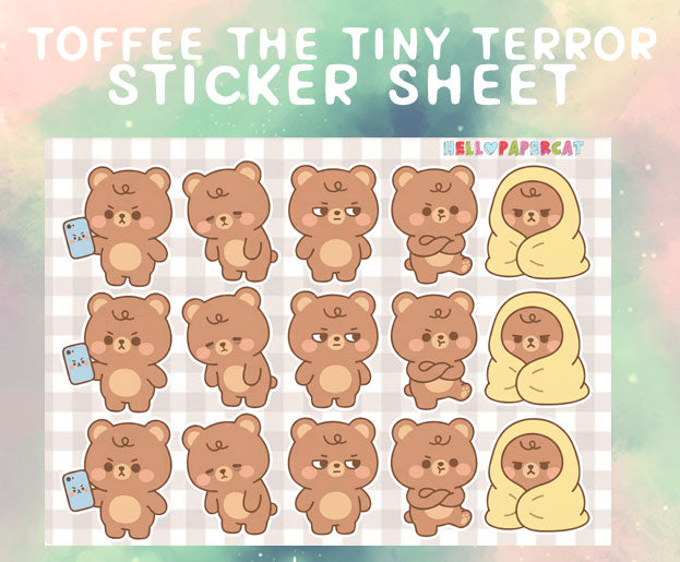 Toffee the tiny terror sticker sheet