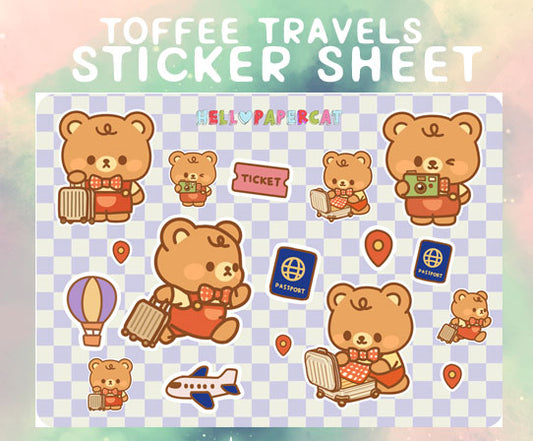 Toffee Travels sticker sheet
