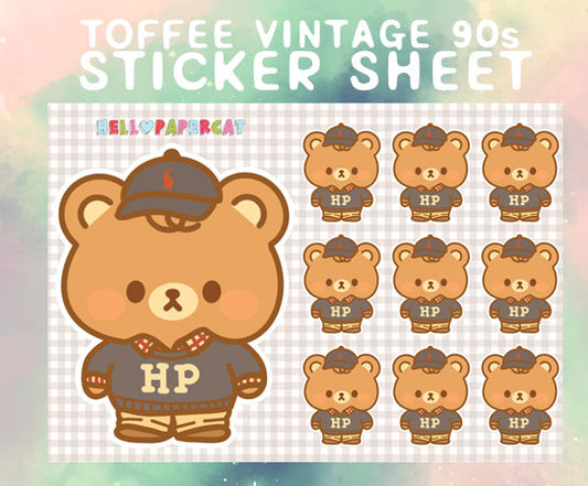 Toffee vintage 90s clothing sticker sheet