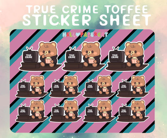 Toffee true crime sticker sheet