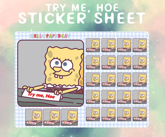 Try me, Hoe sticker sheet