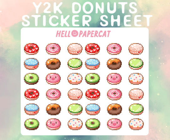 Y2K donuts sticker sheet
