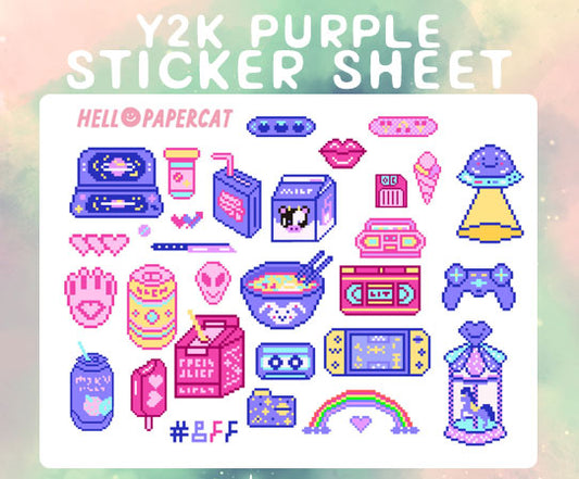 Y2K purple sticker sheet